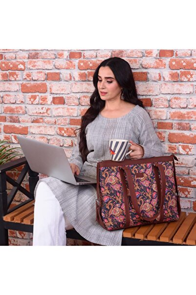 Generic Zouk Vegan Leather Women's Office Bag (Paisley Print)