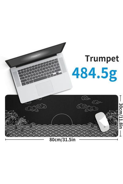 Generic YRQX Japanese Wave Gaming Mouse Pad, Extended 31.5×11.8 in, Non-slip Base