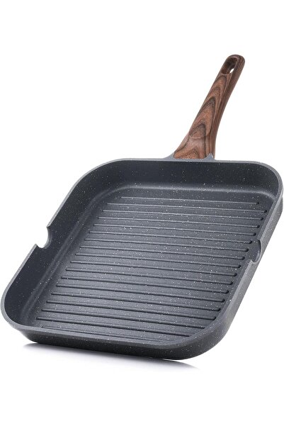Sensarte Non-Stick Grill Pan for Stovetops with Pour Spouts, Square 9.5-inch
