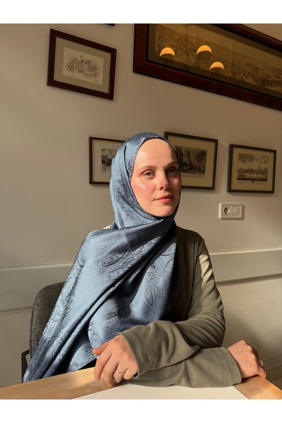 CUOCA LOUNGE Desenli İndigo Jakar Şal