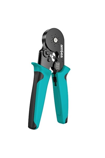 amXea HSC8 6-6 Crimping Pliers Turquoise-Black, six jaws for electrical terminal pins 0.25 - 6 mm²
