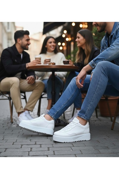 BOA BA0802 BOA Ανδρικά παπούτσια casual λευκή ψηλή σόλα