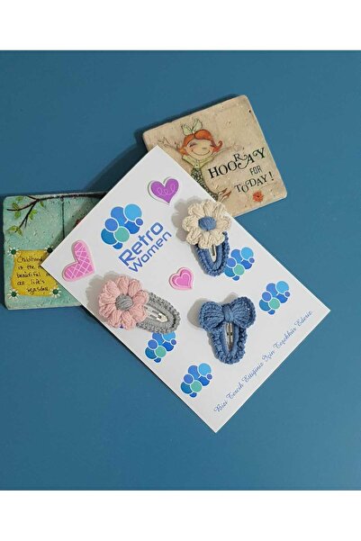 Retro Women Girl Child Baby Knitted Wool Tulle Bow Flower Gift Birthday Tripl...