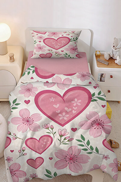 HOMESSA طقم غطاء لحاف للأطفال من Heart Garden على شكل قلب مزهر