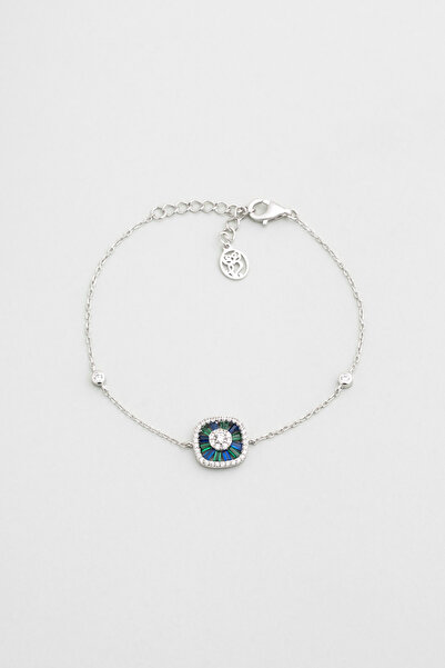 So CHIC... Yakamoz Gecesi 18 Ayar Beyaz Altın Kaplama 19 Cm Gümüş Bileklik