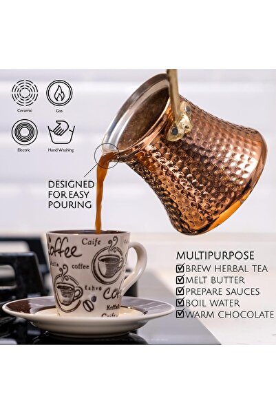 Generic Handmade Hammered Copper Turkish Coffee Pot (Ibrik) - 8.25 oz - Nalakal