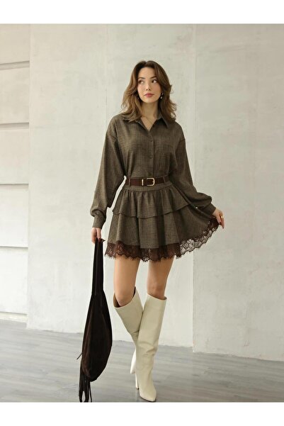 Coral Altı Tül Etek 37180 Kahve