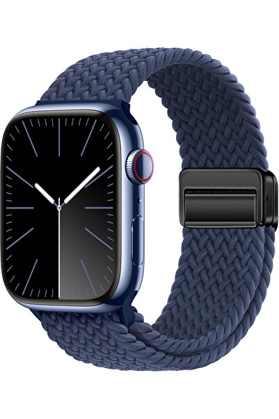 HYX حزام نايلون مغناطيسي مرن متوافق مع ساعة Apple Watch (42-44-45-46–49 مم)