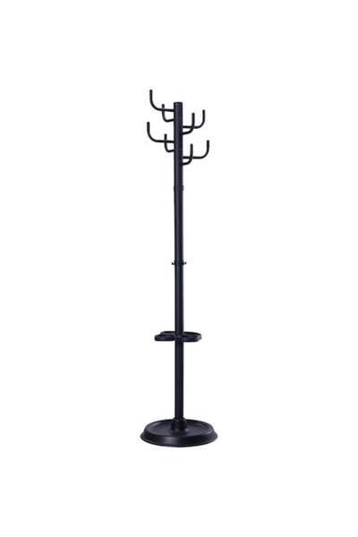 QMOBILI TEQUILA N coat rack, metal, 12 hooks, 3 umbrella holders, plastic base, Black