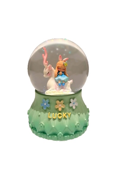 Sunman كرة ثلج غزال لطيفة - قطعة ديكور متوسطة الحجم (البطاريات متضمنة في الصن...