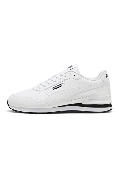 Puma ST Runner V4 Leather and Synthetic Leather Sneakers, Black / Optic White, 8.5 UK