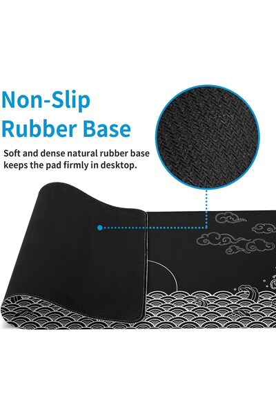 Generic YRQX Japanese Wave Gaming Mouse Pad, Extended 31.5×11.8 in, Non-slip Base