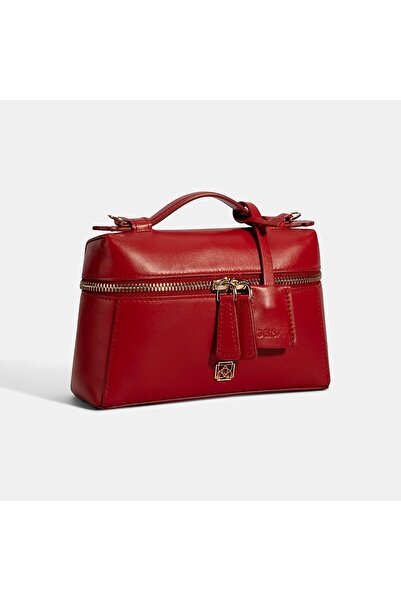 Desa Women's Red Leather Handbag with Shoulder Strap