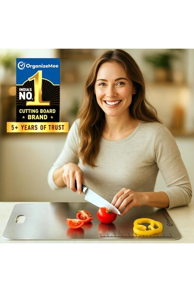 Generic OrganizeMee Large Stainless Steel Kitchen Cutting Board (36 x 25 cm)