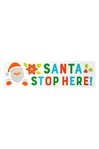 OEM Αυτοκόλλητο τζελ παραθύρου "Santa Stop Here", Πολύχρωμο, 33x13 εκ.