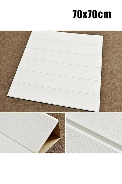 BienHome 70x70Cm 0,50M² 3d Beyaz Ahşap Lambri Kendinden Yapışkanlı Duvar Kağıdı Kaplama