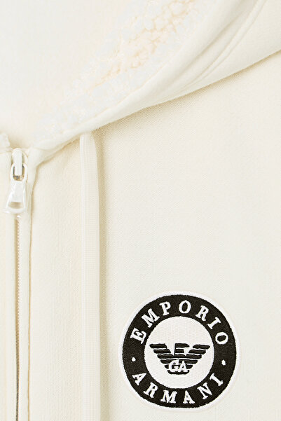 Emporio Armani Cotton Relaxed Fit Hooded Soft Furry Inside Zippered Sweat Sweat Ew001935