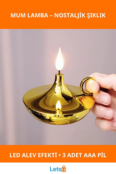 Letsii Dekoratif Gold Pilli Mum Lamba LED 11x11cm