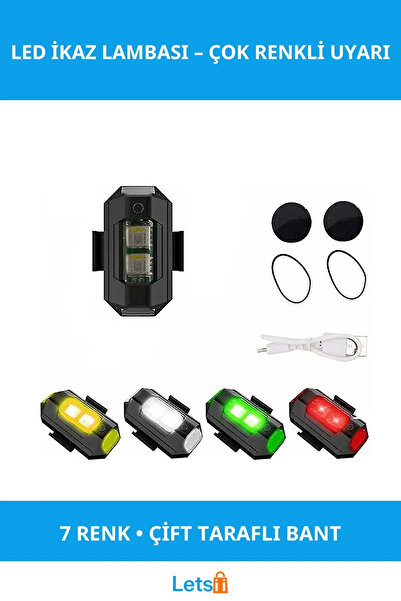 Letsii 7 Renkli Flaşör LED İkaz Lambası Motosiklet ve Bisiklet için
