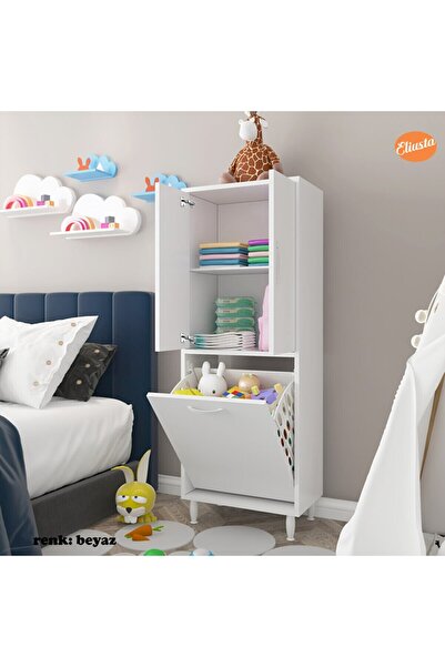 Remaks Burgaz Kirli Sepetli 3 Kapaklı Çok Amaçlı Dolap - Beyaz