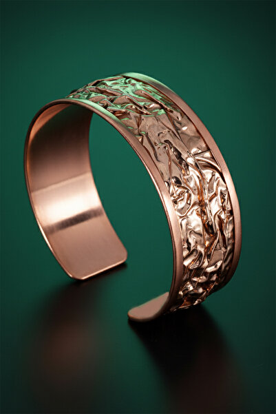 OSMANLI GÜMÜŞ Women's Copper Bracelet - Beige Autumn Sparkle Thick Model Copper Women's Bracelet