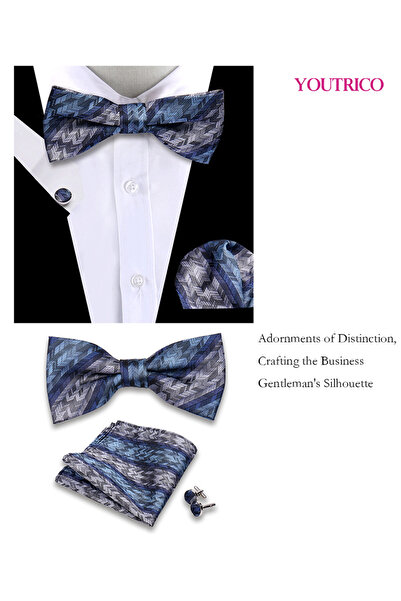 Youtrico طقم من 3 قطع من ربطات العنق والمنديل وأزرار الأكمام (صناعة يدوية) مناسب للحفلات والمناسبات والاحتفالات للرجال/النساء