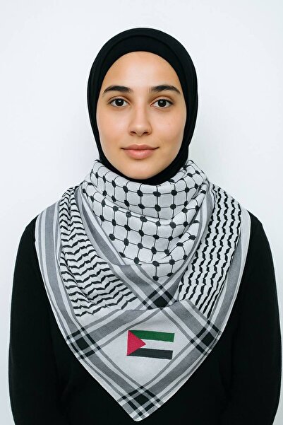 Twentyipek Women Men Pashmina Palestine Black Keffiyeh Model Square Pashmina ...