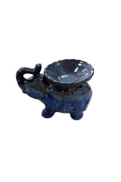 Cadouridiversity Vază de aromaterapie ceramică, elefant, albastră, 14 x 6 cm