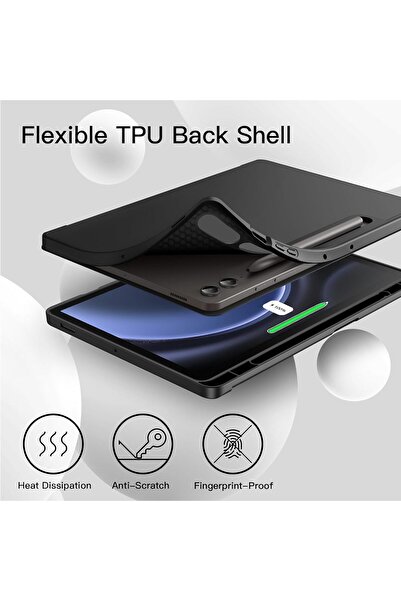 JETech Case for Samsung Galaxy Tab S9 FE Plus 12.4" with S-Pen Holder - Black