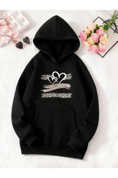 Take Two By Styli Graphic Printed Pocket Detail Hoodie