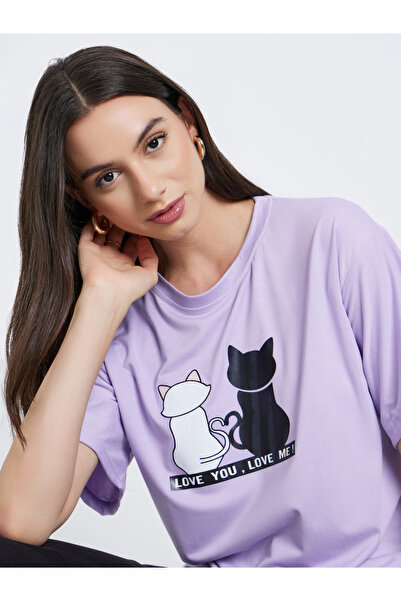 Take Two By Styli Purple Graphic Print Regular Fit T-Shirt