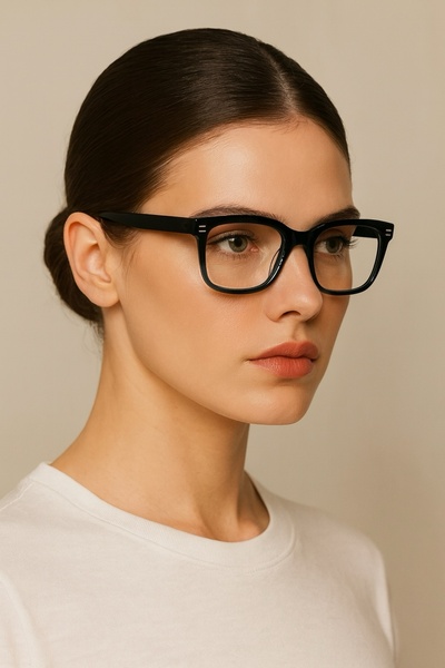 Chunky Frame Linas Black Framed Square Blue Block Blue Light Filtered Women's Glasses