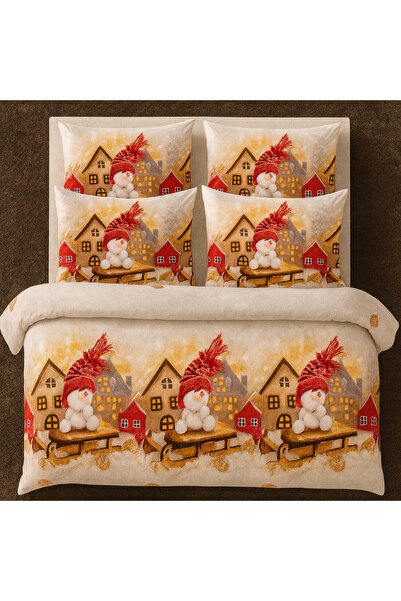 Casa Pucioasa 6-piece fine cotton bed linen - Christmas pattern with fitted sheet