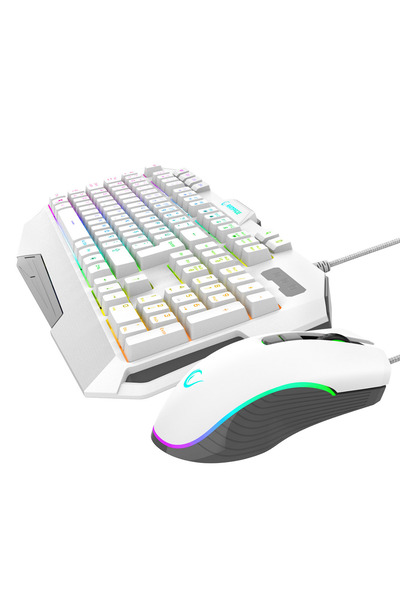 Rampage KM-34 GLARE Beyaz Usb RGB Aydınlatmalı Q 12800 DPI Mouse Gaming Oyuncu Klavye Set