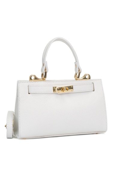 Posete Fagaras Poseta Piele Helge - Alb, 1 Compartiment, 1 Buzunar, Bareta Re...