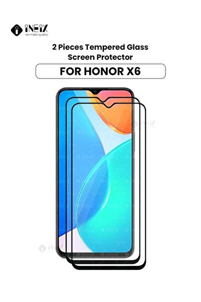 ineix قطعتان من واقي الشاشة الزجاجي الممتاز بغطاء كامل لهاتف Honor X6