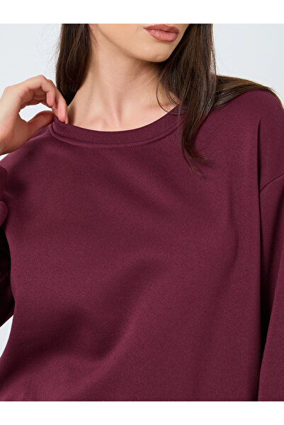 Styli Burgundy Solid Oversized Sweatshirt