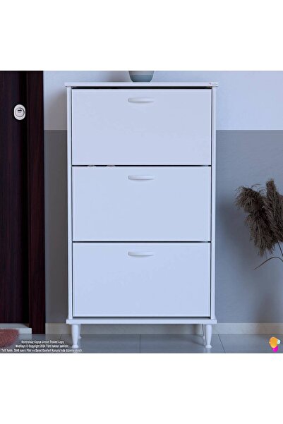 Modilayn VARBİ Kapı Önü 72x127 x 26 cm’ lik 3 Düşer Kapak 6 Göz Raf Bölmeli Ayakkabılık