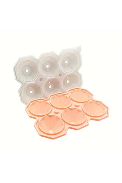 amXea Formă de gheață DIAMOND 6 roz, 6 forme de diamant, cu capac