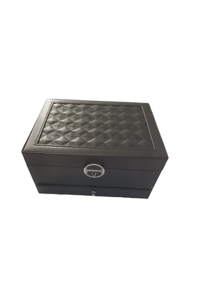 Cadouridiversity - Faux leather jewelry box, black, 22 cm x 17 cm (R05-09)