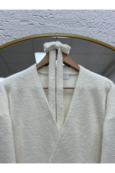 BENAHOLL Golnaz Tied Bearded Double-Breasted Cardigan-Kr5031 White