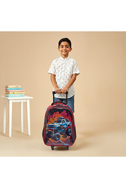 Juniors Vehicles 3-Piece School Trolley Bag Set for Boys 5-8 Years with Lunch Bag and Pencil Pouch