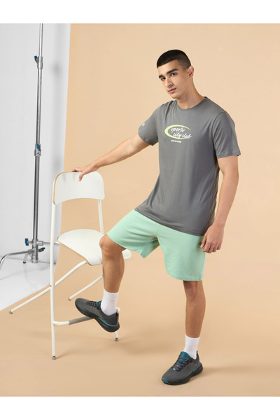 Cult By Styli Men Grey Sports City Club Graphic Print Short Sleeve T-Shirt