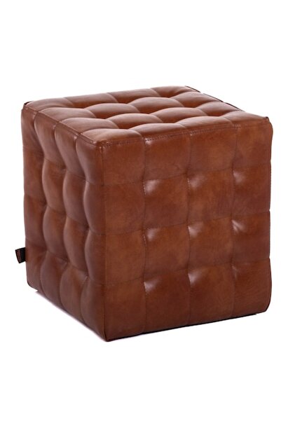 QMOBILI Bump Ottoman Cognac (Faux Leather, Cube)