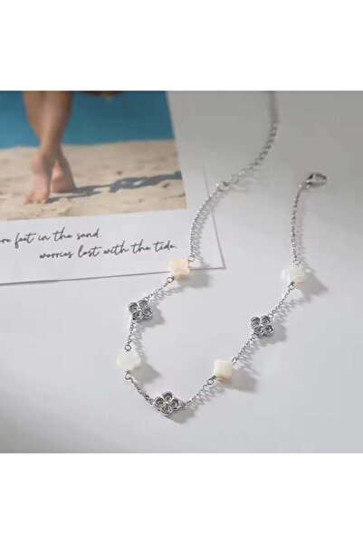 delis 925 silver anklet, JW1807, clover pattern, rhodium plated