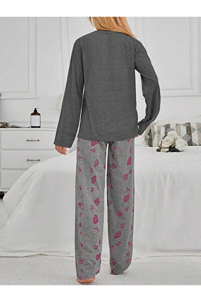 Take Two By Styli Slogan Text Print T-Shirt and Heart Print Pyjama Set