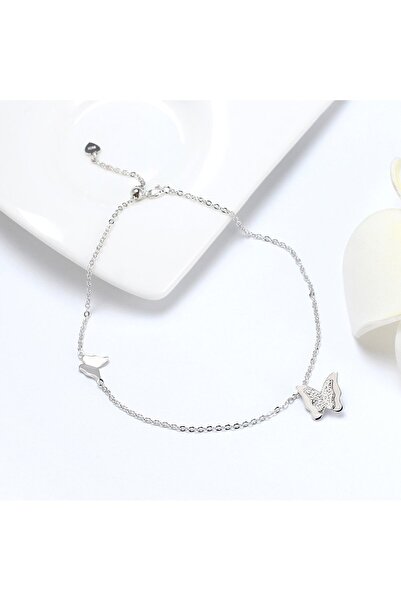 delis 925 silver anklet, JW1808, butterfly pattern, rhodium plated
