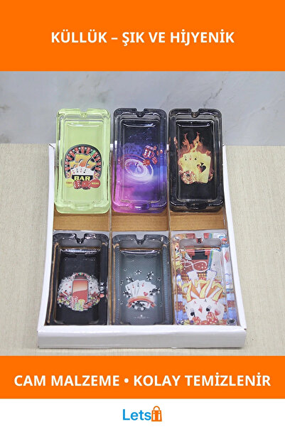 Letsii منفضة سجائر زجاجية متينة بتصميم عصري قطعة واحدة