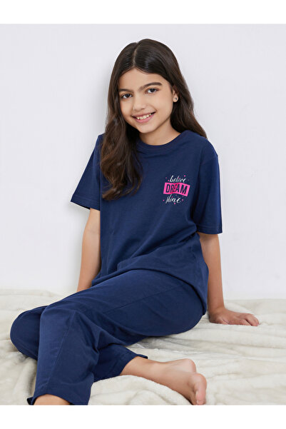 Styli طقم تي شيرت وبيجامة قطني مطبوع للمراهقين