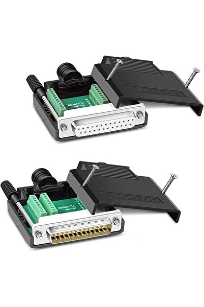 NALACAL DB25 Solderless Serial Adapters Male & Female RS232 D-SUB, 25-pin, 16mm Thin (2 pcs)